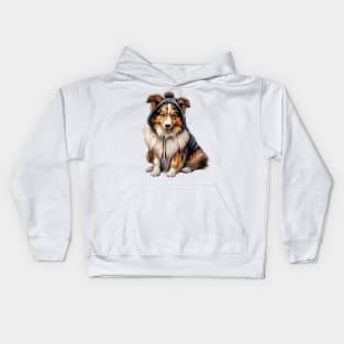 Winter Shetland Sheepdog Kids Hoodie